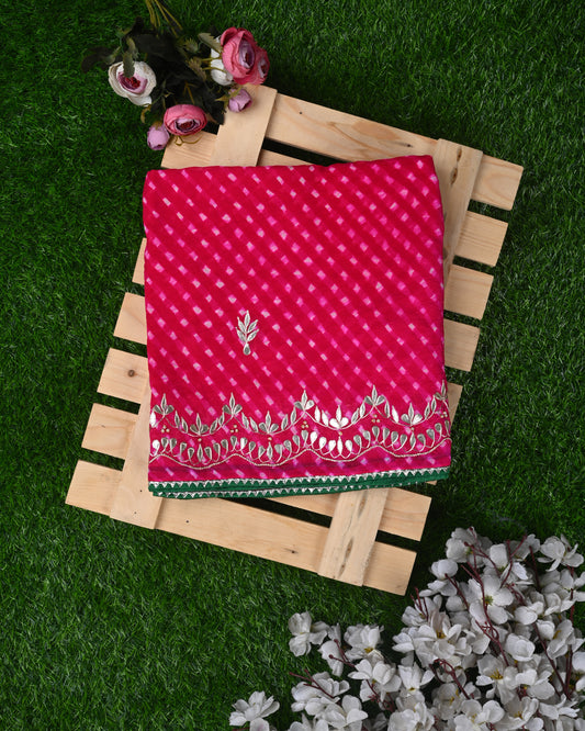 Elegant Red Bandhani Dupatta with Zari Work