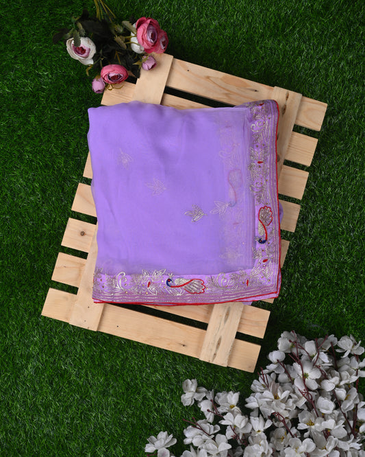 Lavender Grace Embroidered Dupatta