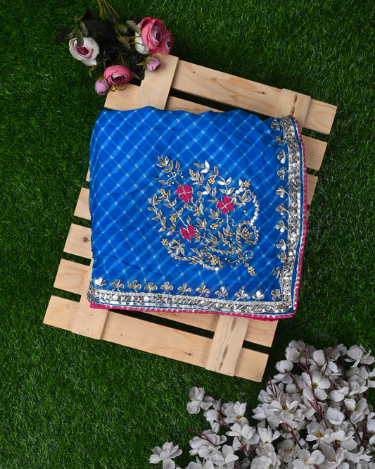 Royal Blue Bandhani Elegance Dupatta