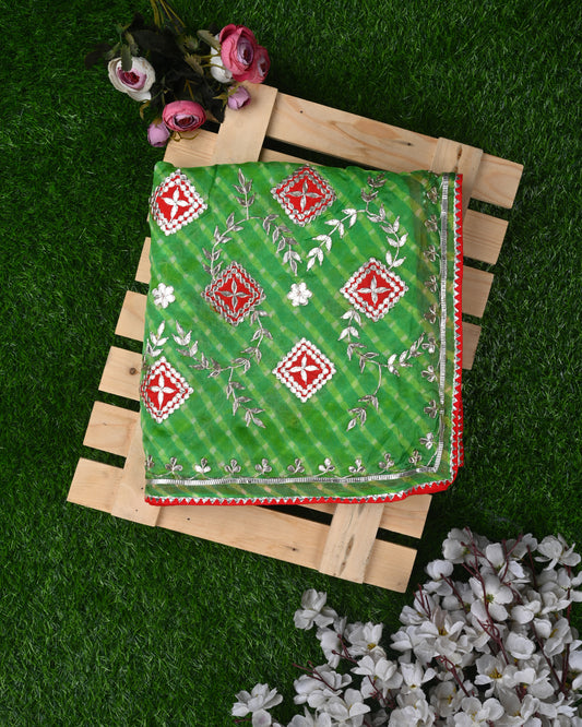 Graceful Green Bandhani Embroidered Dupatta