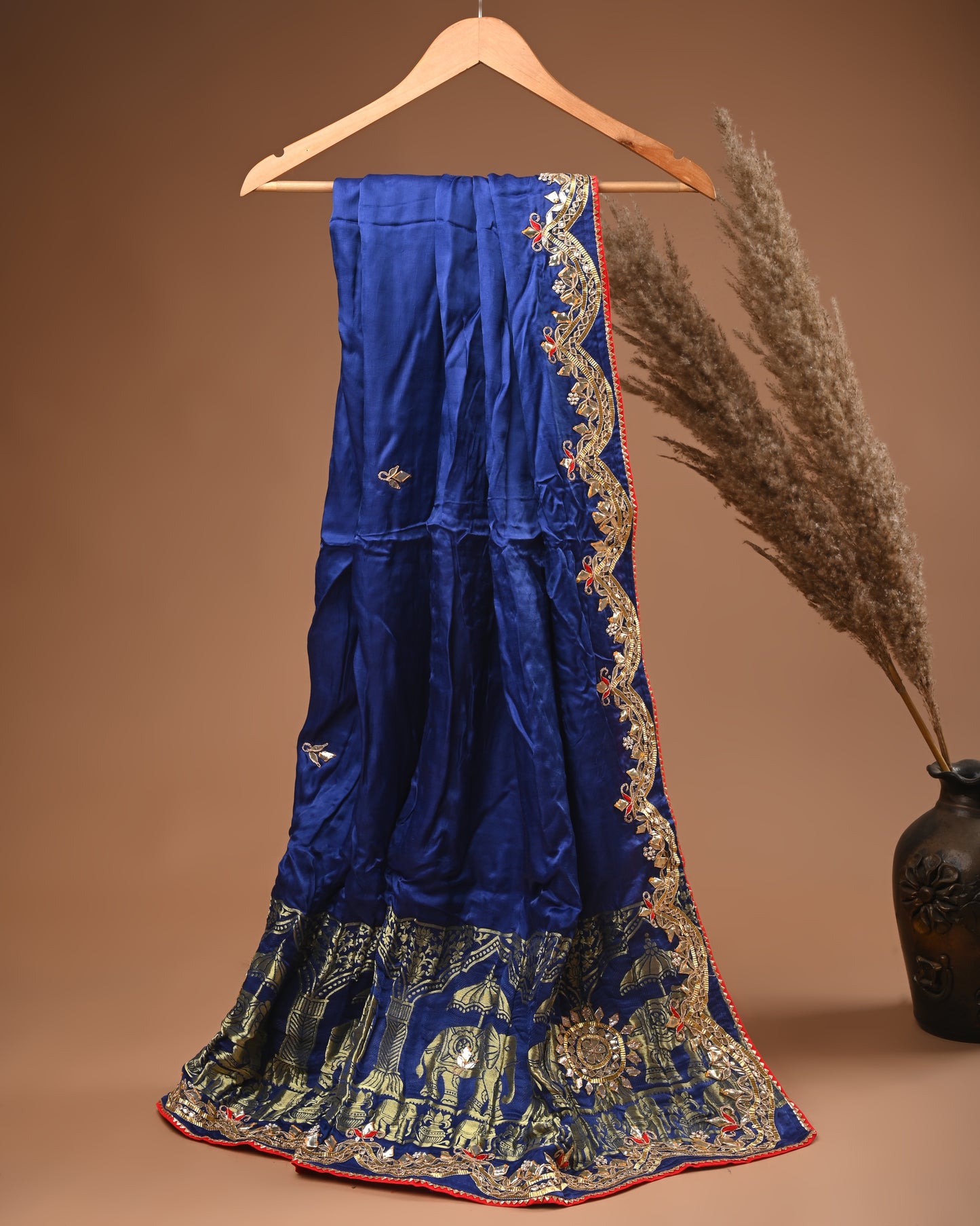 Blue Dupatta with Silver Embroidery